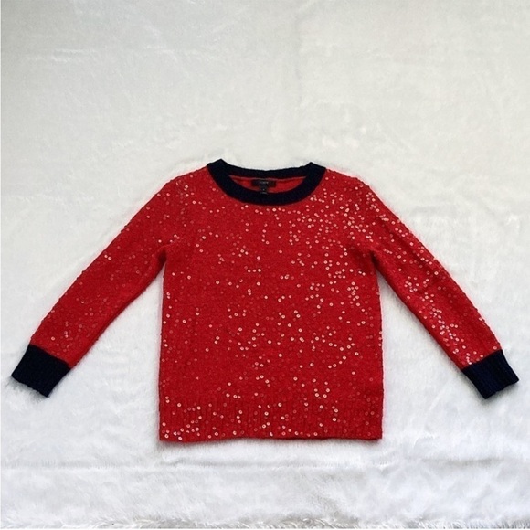 J. Crew Red and Blue Sequin Sweater Sz S NWOT - Picture 3 of 9